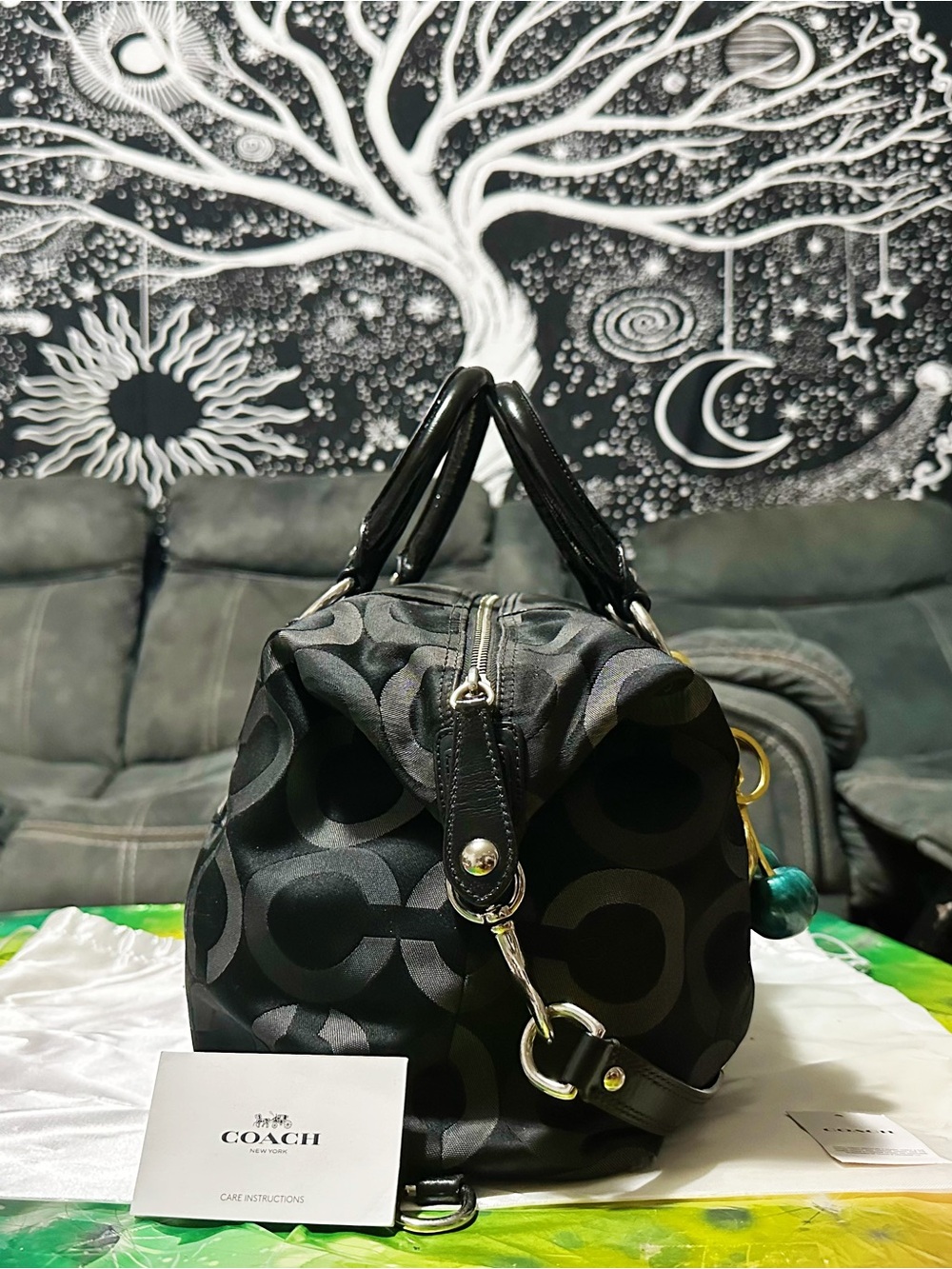Vintage Coach soho shoulder bag Black Signature Satchel tote handbag - Picture 17 of 17